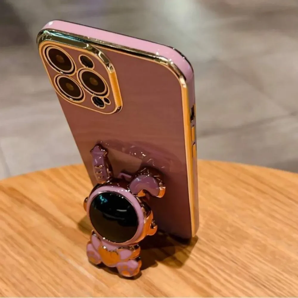 3for$20 Plating Phone Case With Rabbit Design Stand-Out Grip 15 pro max